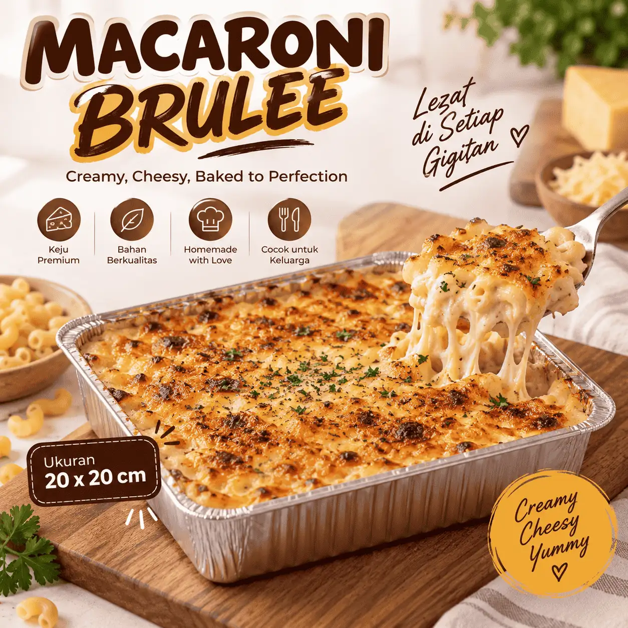 Macaroni Brulee (20 x 20) - Kue Rachma